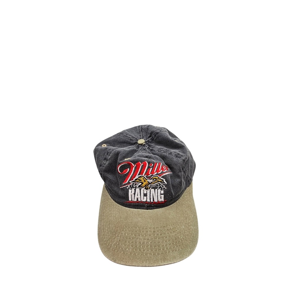 Vintage 1994‎ Miller Racing Eagle Snapback Hat Two Tone Grey Tan NASCAR 90s Cap